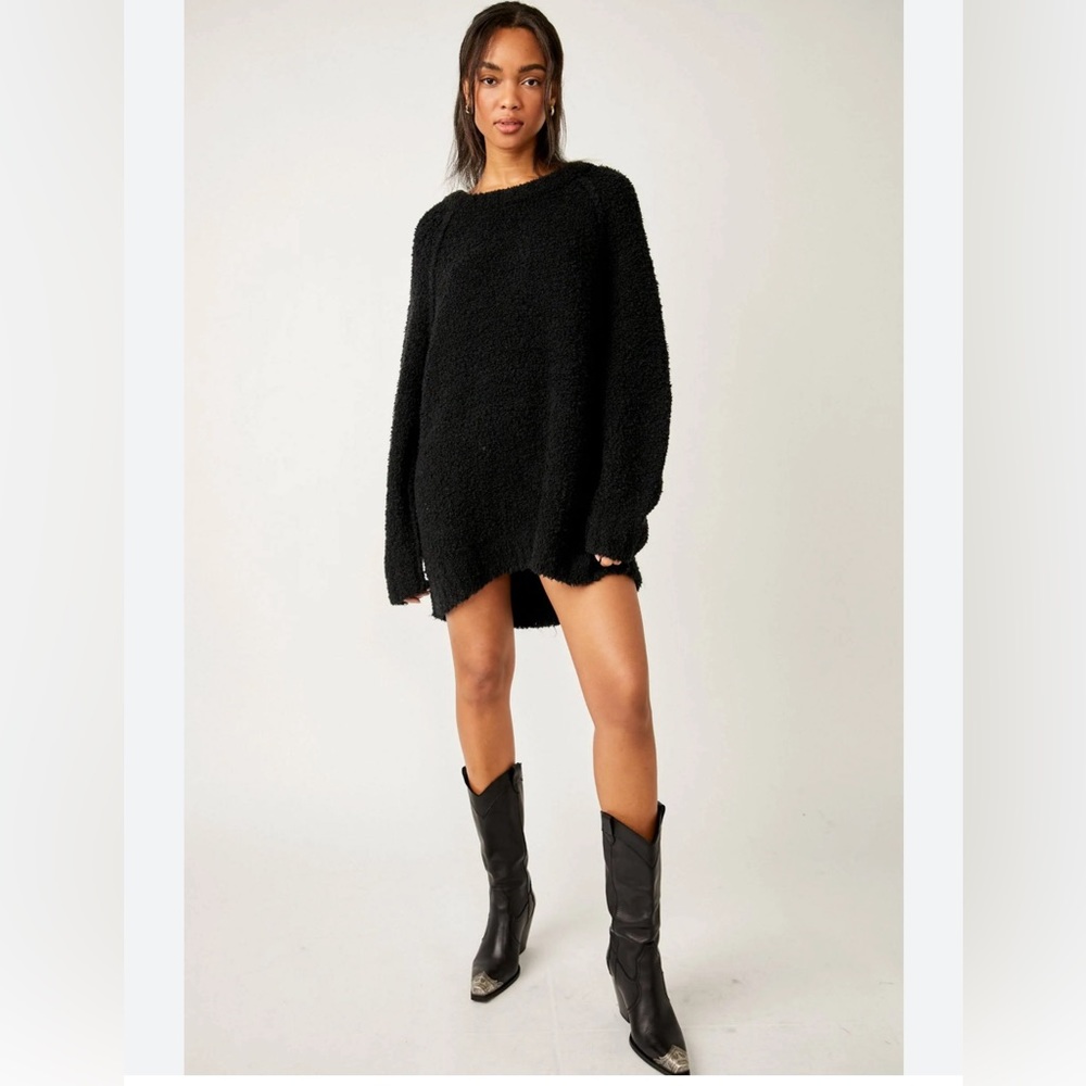 Teddy Sweater Tunic Black Long Sleeve #freepeople